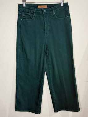 Judy Blue Wide Leg Crop Jeans High Waist Dark Teal Green JB88806 Women’s Sz 9/29